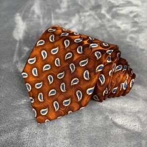 Jos A Bank Silk Paisley Tie Men Orange Blue Classic Pattern Formal Necktie‎